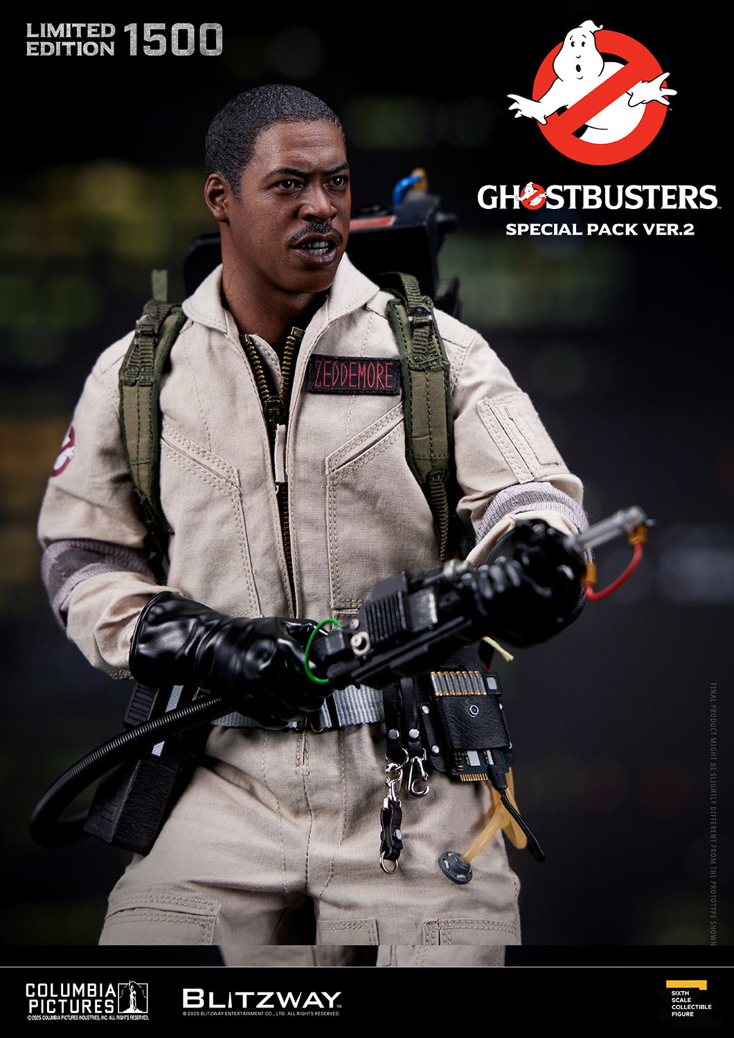 1/6 scale Action Figure of the Ghostbusters Special Pack Ver.2 featuring Dr. Peter Venkman, Dr. Raymond Stantz, Dr. Egon Spengler, and Winston Zeddemore with screen-accurate Proton Packs and Ghost Traps, limited to 1500 editions.