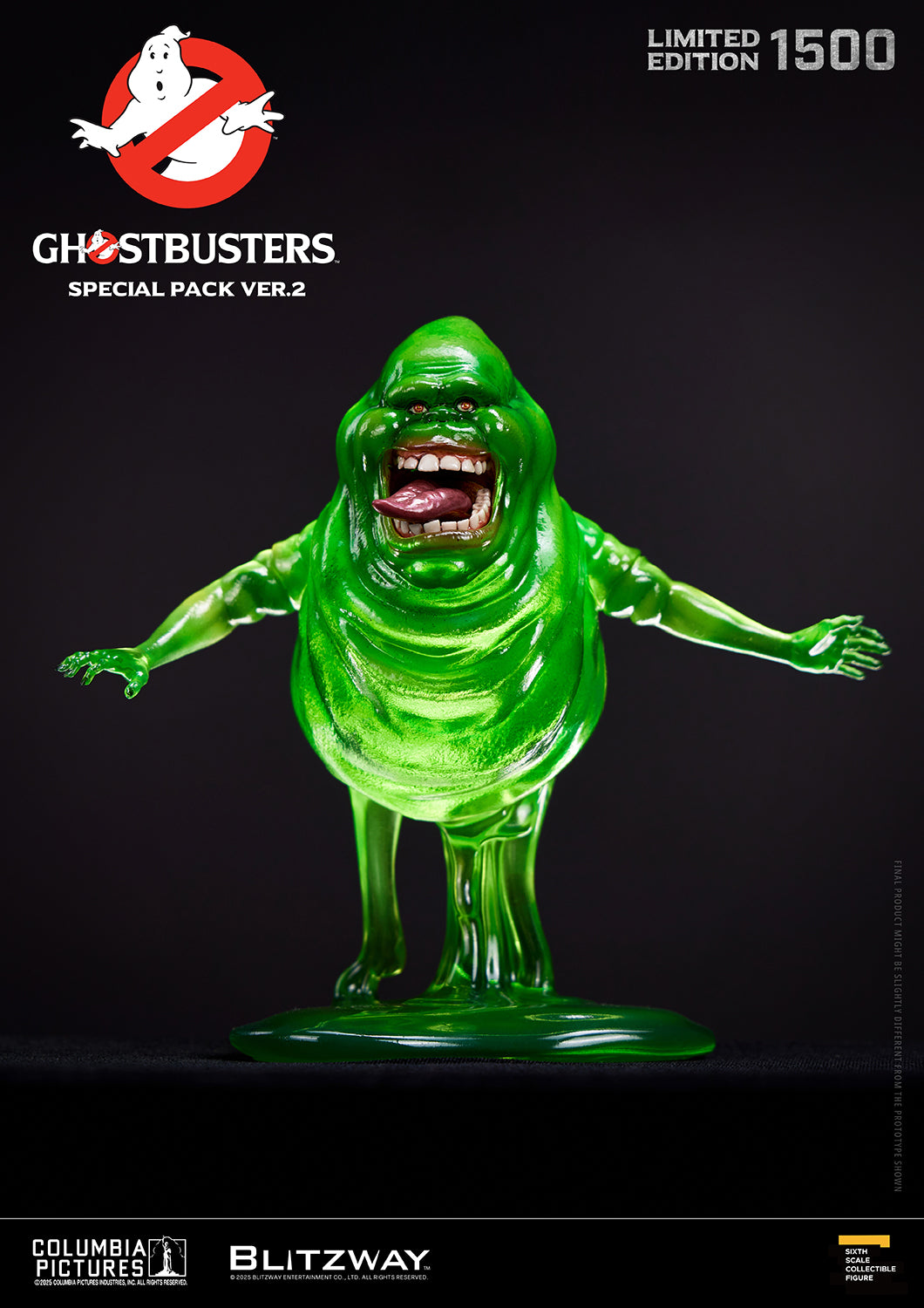 1/6 scale Action Figure of Slimer from Ghostbusters Special Pack Ver.2, featuring translucent green body and movie-accurate sculpt, limited to 1500 editions.
