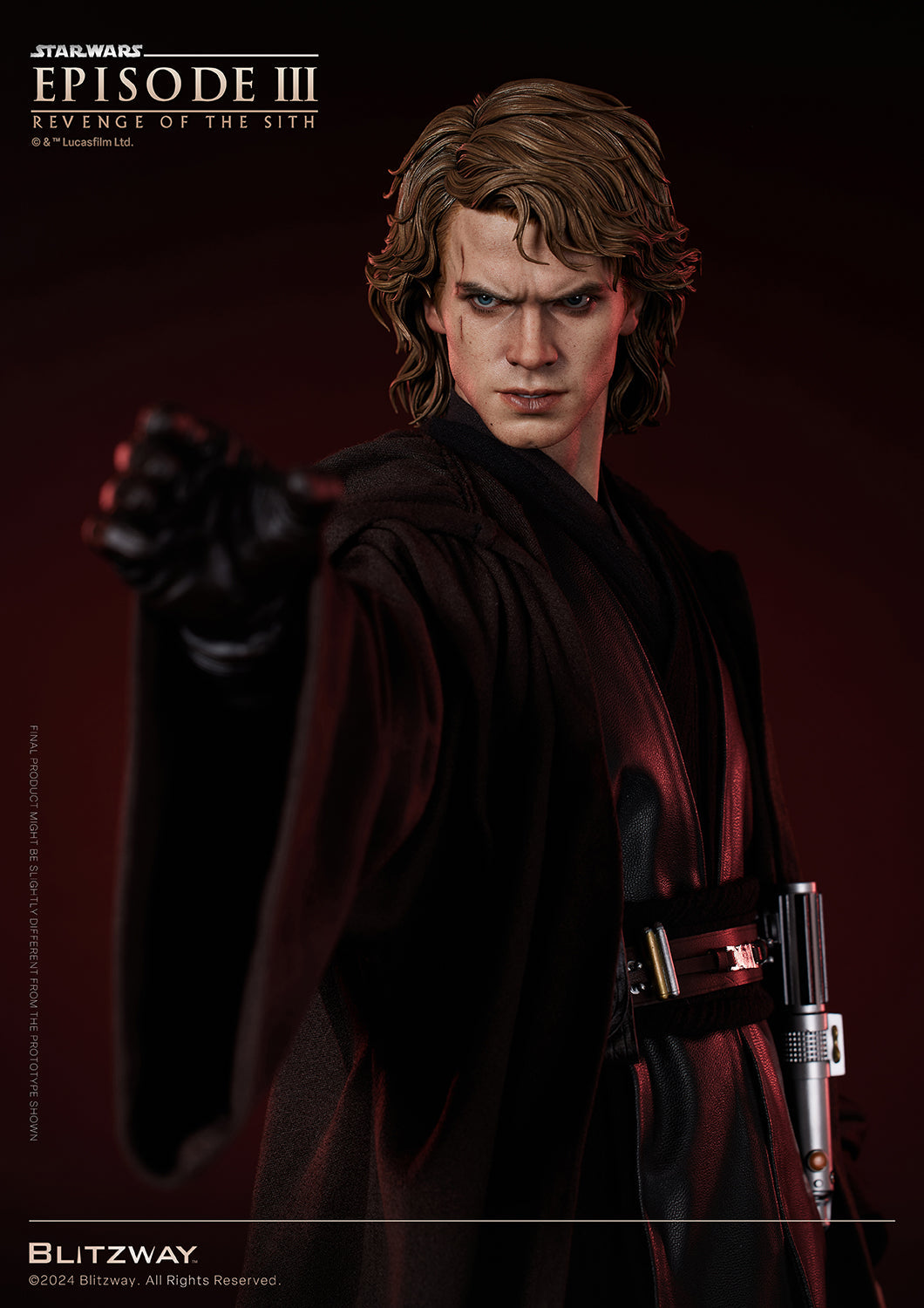 Blitzway 1/4 scale Anakin Skywalker statue from Star Wars Episode III with extended hand using the Force