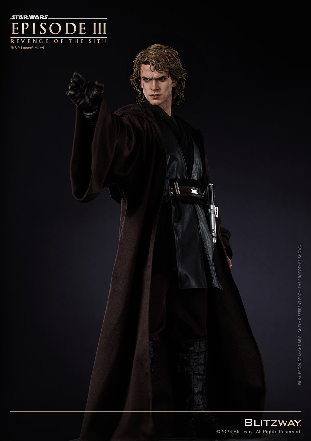 Blitzway Anakin Skywalker 1/4 Scale Statue in full-body pose using the Force, from Star Wars Episode III: Revenge of the Sith