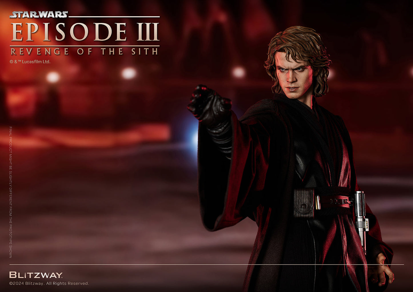 Blitzway 1/4 Scale Anakin Skywalker Standard Version striking a force pose with outstretched hand – Star Wars Episode III: Revenge of the Sith