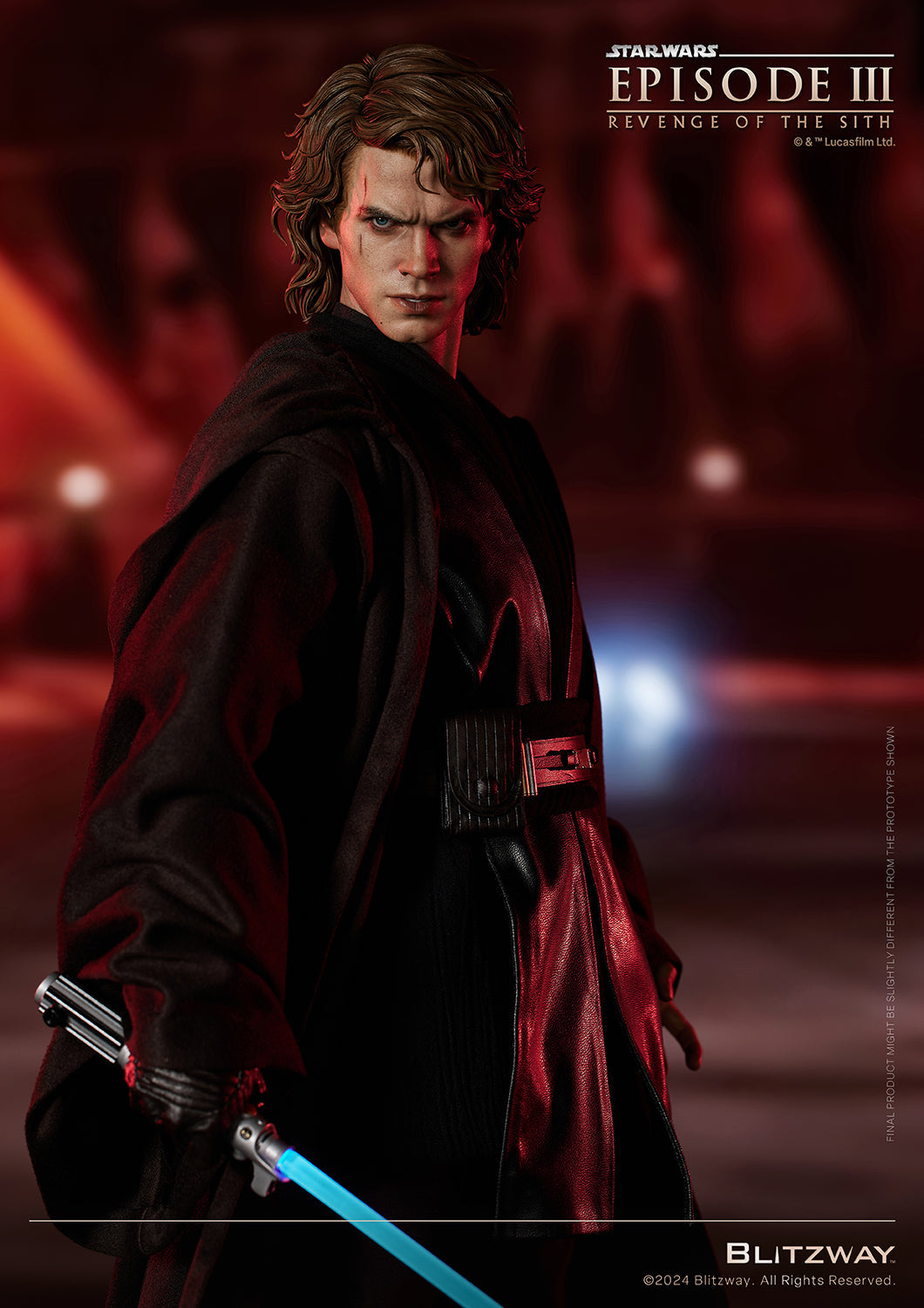 Blitzway 1/4 scale Anakin Skywalker Action Statue Standard Version with hooded robe and lightsaber from Star Wars: Episode III – Revenge of the Sith
