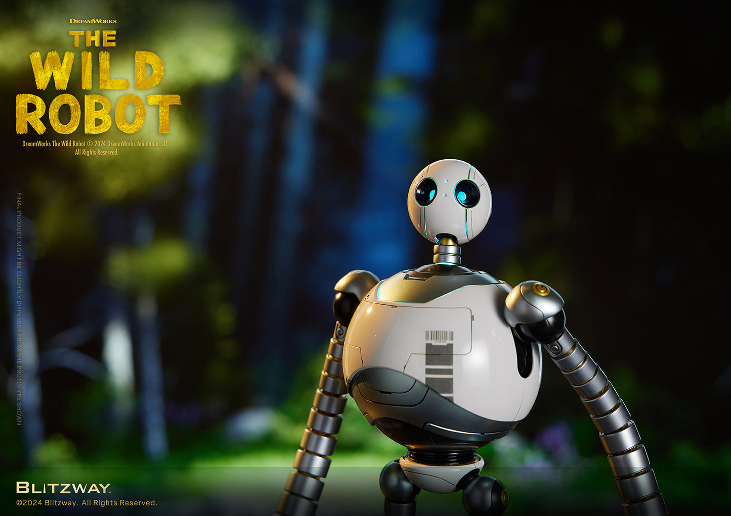The Wild Robot collectible figure standing upright with a curious expression in a forest-inspired background.