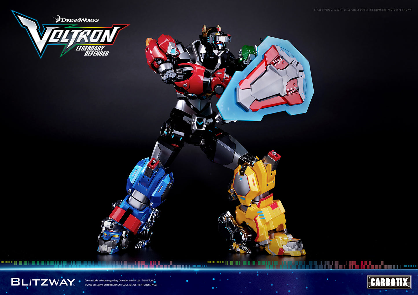Voltron Legendary Defender action figure in battle stance holding the shield with the left arm.