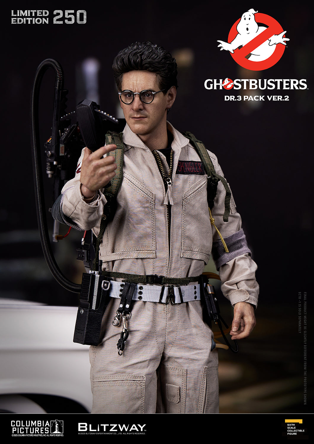 Blitzway Ghostbusters Dr.3 Pack Ver.2 1/6 scale action figure of Egon Spengler holding a radio device, part of the limited edition 250 set
