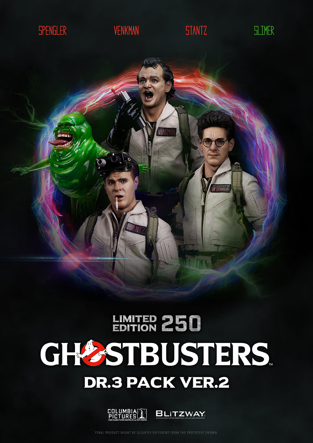 Blitzway Ghostbusters Dr.3 Pack Ver.2 limited edition set featuring 1/6 scale figures of Spengler, Venkman, Stantz, and bonus Slimer