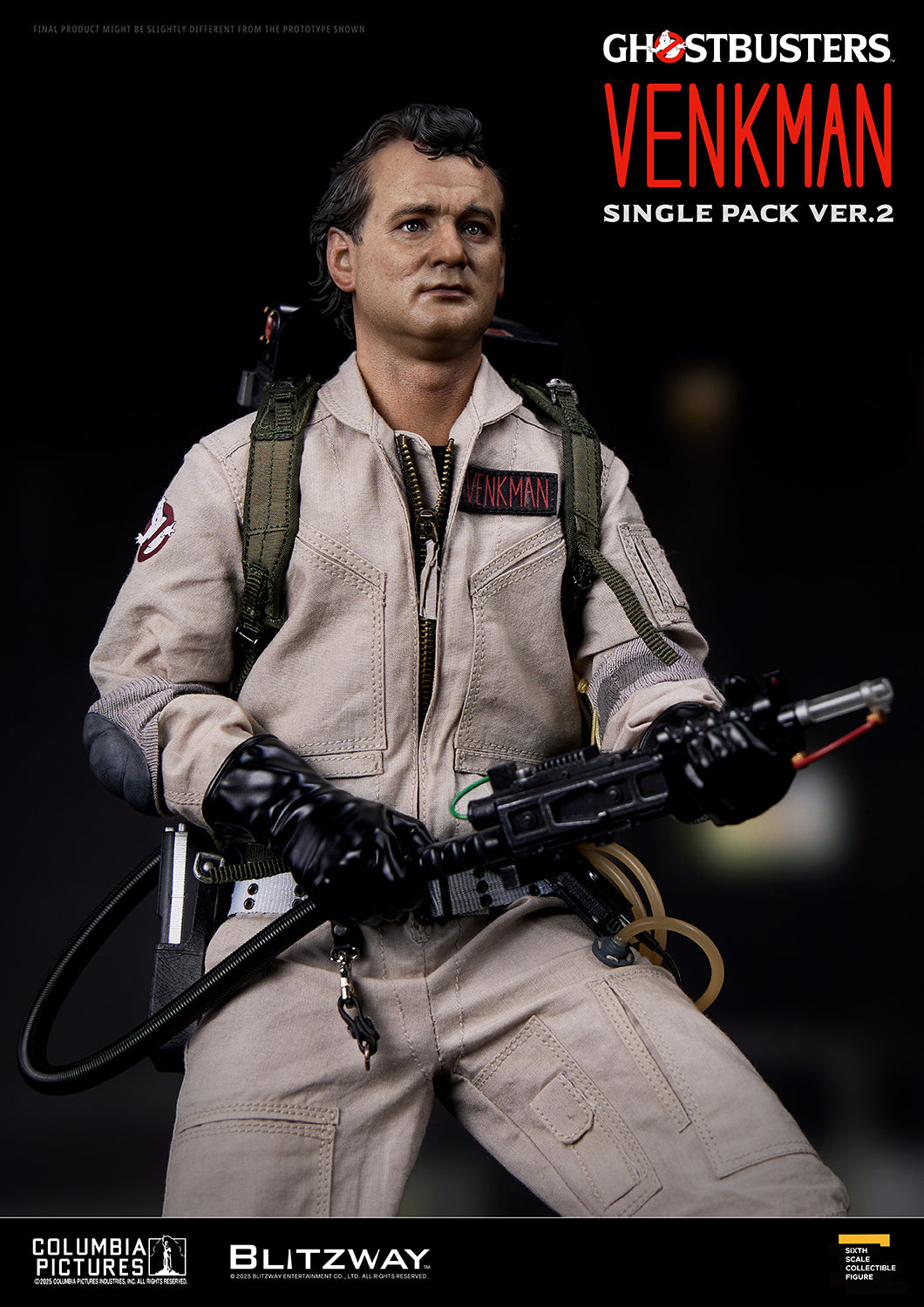 Ghostbusters Peter Venkman Ver.2 1/6 scale action figure by Blitzway, featuring detailed proton pack and screen-accurate uniform