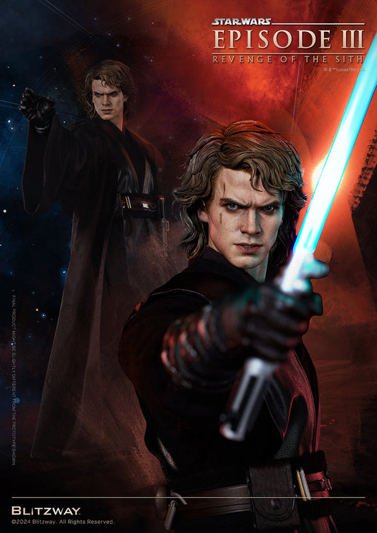 Anakin Skywalker Standard Version Action Statue by Blitzway, inspired by Star Wars: Episode III – Revenge of the Sith, with vivid dark side expression and lightsaber pose.