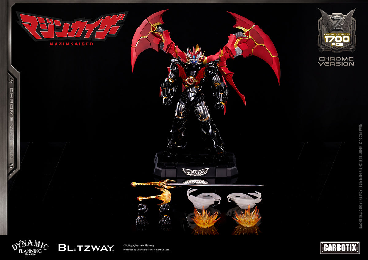 Mazinkaiser Chrome Ver. full set with Kaiser Scrander, display base, sword, interchangeable hands, and effect parts