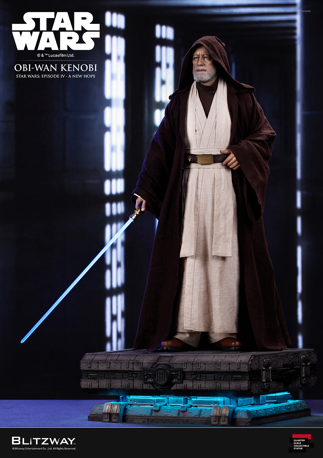 Obi-Wan Kenobi 1/4 scale Action Statue Jedi pose with lightsaber from Star Wars Episode IV A New Hope