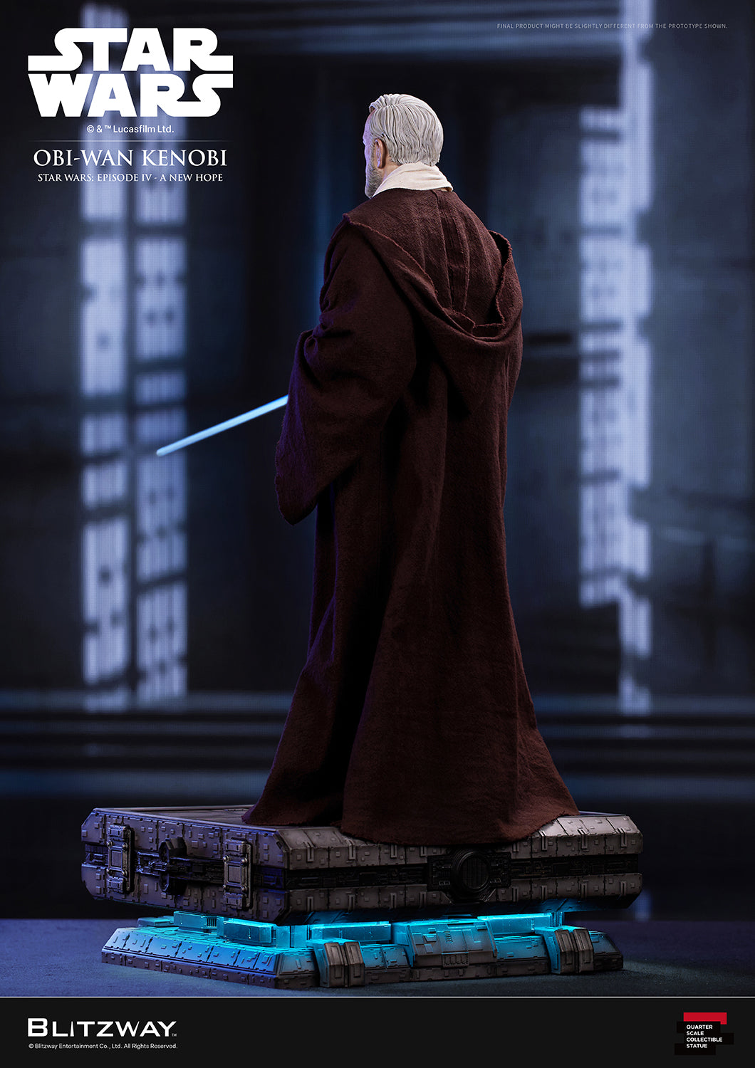 Obi-Wan Kenobi Action Statue back view showing robe detail and full display from Star Wars Episode IV A New Hope