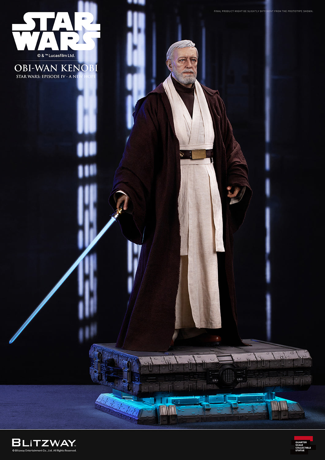 Obi-Wan Kenobi Action Statue full display with detailed base and lighting effect from Star Wars Episode IV A New Hope