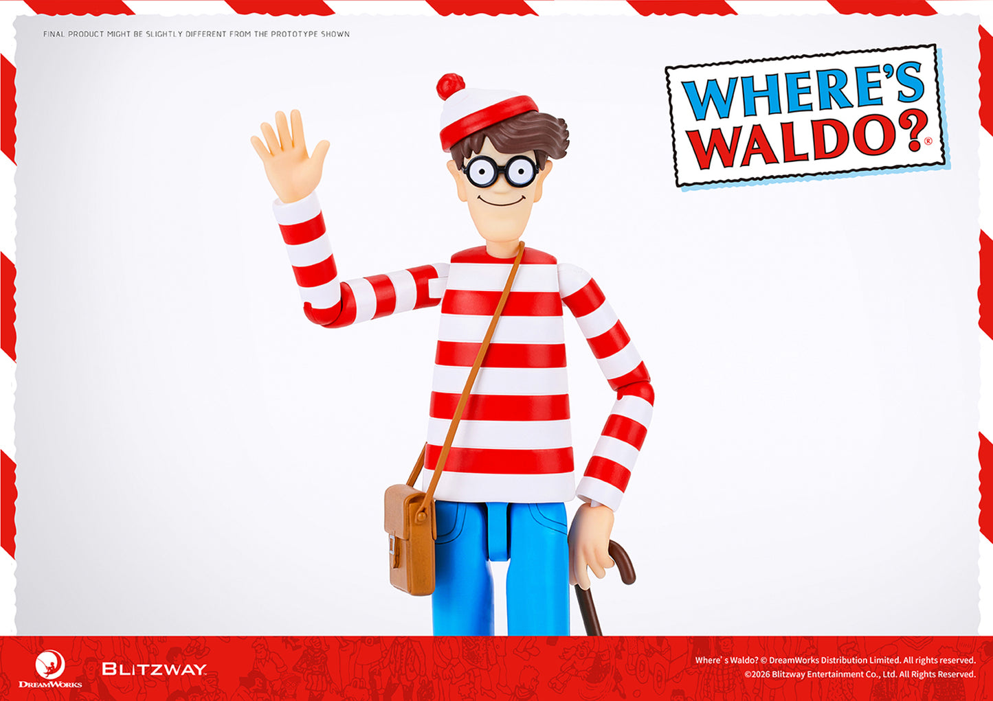 Where's Waldo 1/12 scale Action Figure face close-up showing glasses and striped shirt detail